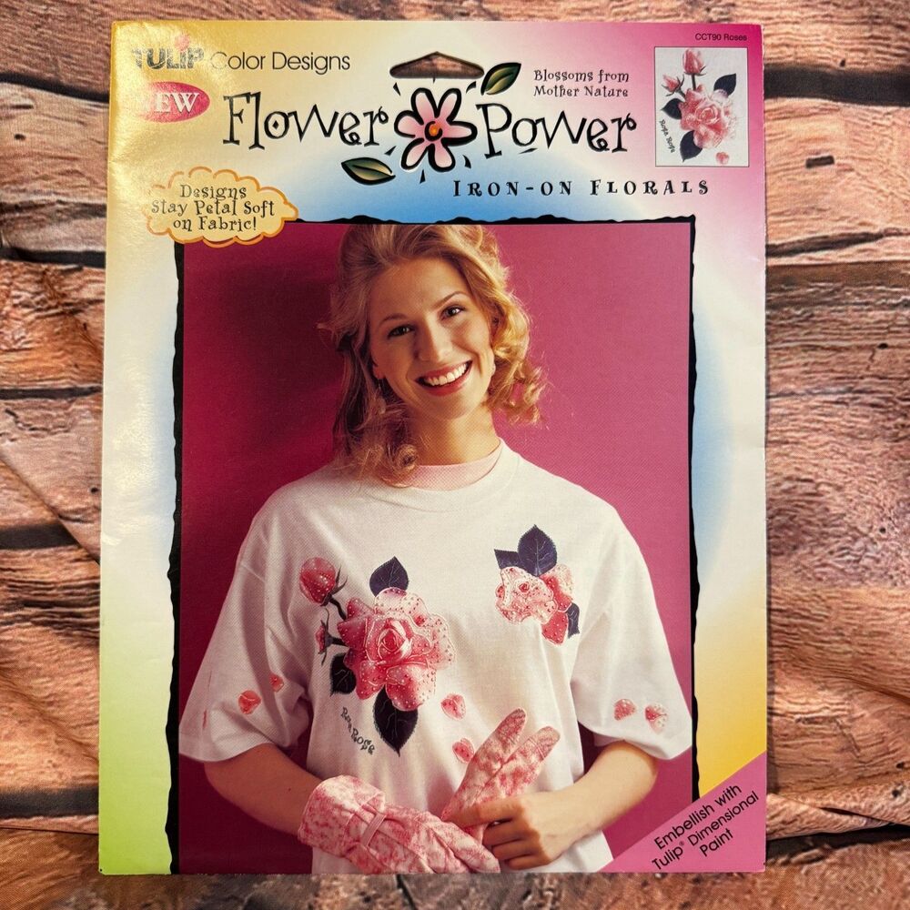 Vintage 1996 Tulip Flower Power CCT90 Roses Iron-On Florals Transfer Paint Kit